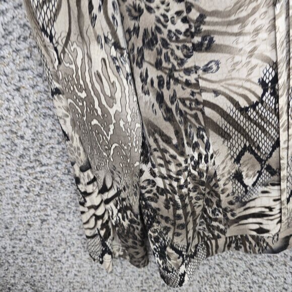 Chicos Top Womens 2 US Large Beige‎ Pintuck Blouse Zip Scoop Neck Casual Ladies - Picture 3 of 7